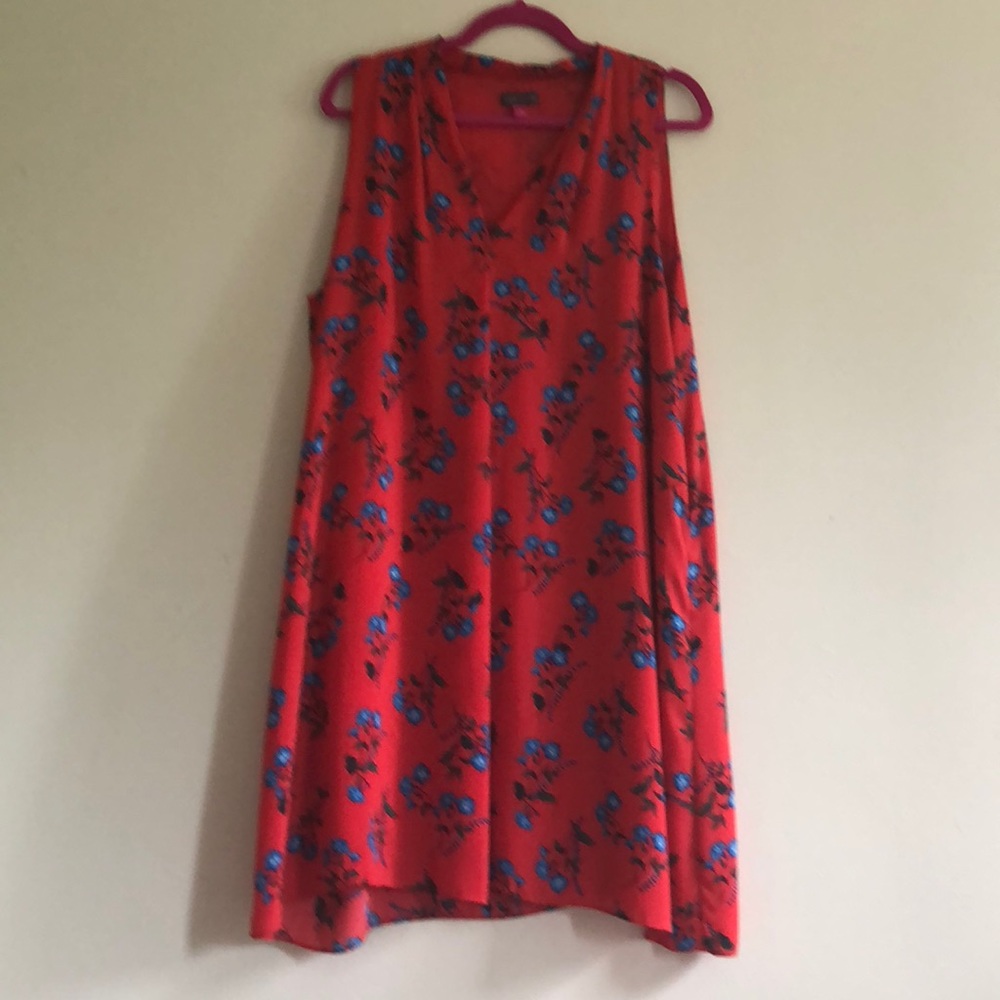 Vince Camuto Red Floral Chiffon Dress Size Large